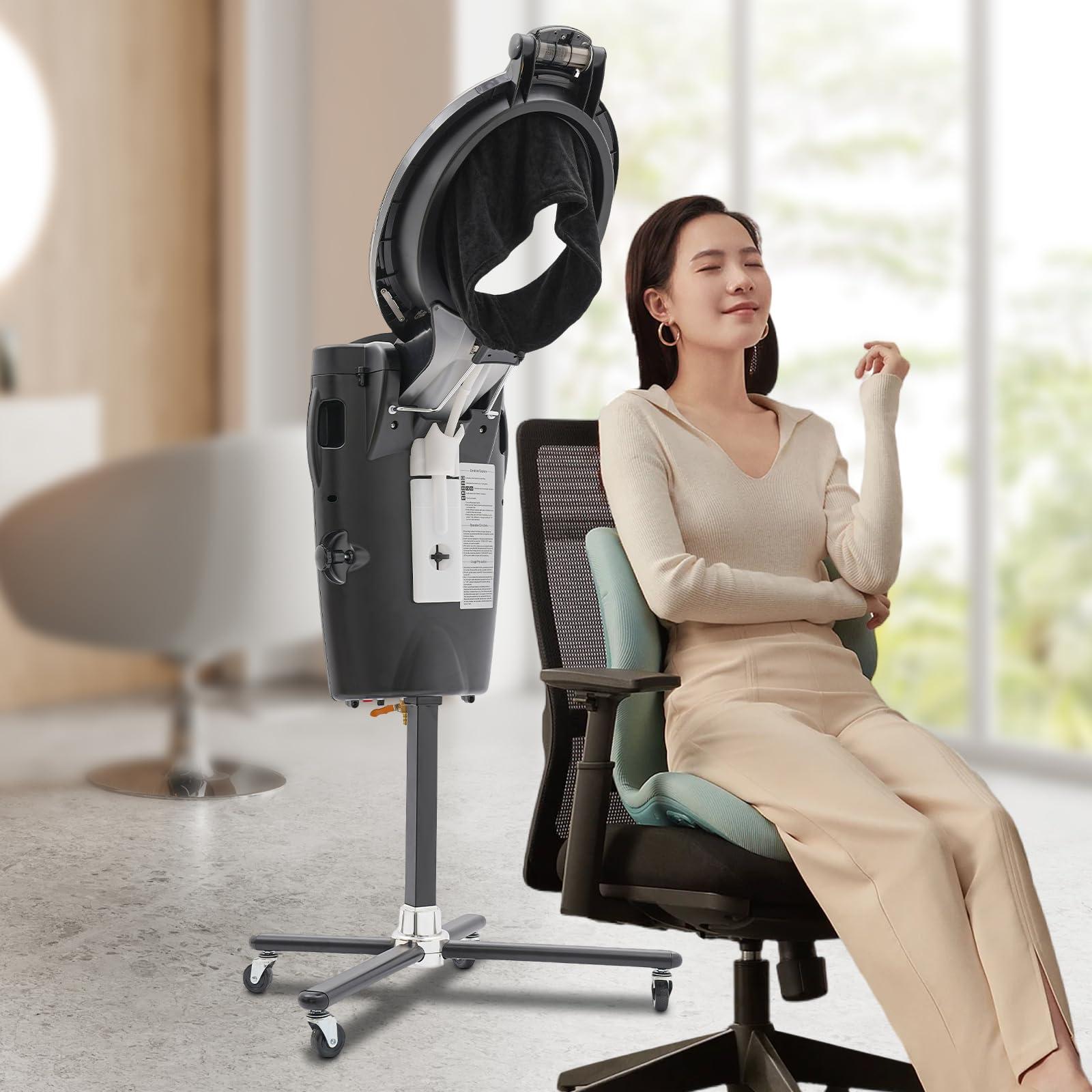 KannBeki Hair Steamer Professional Hair Salon Steamer with 12 Color Light & Ozone,40-70/104-158,Hair Steamer with Temperature and Time Adjustment (Black)