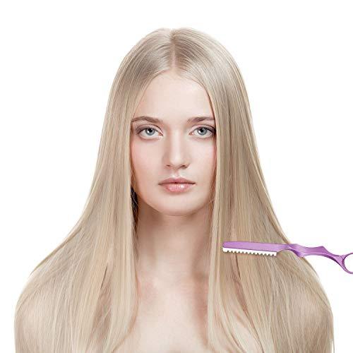 Mudder 12 Pieces Hair Styling Thinning Razor Set, 2 Pieces Hair Styling Razor Cutting Texturizing and 10 Pieces Replacement Spare Blades for Salon Home Christmas Valentines Day Giving(Pink)