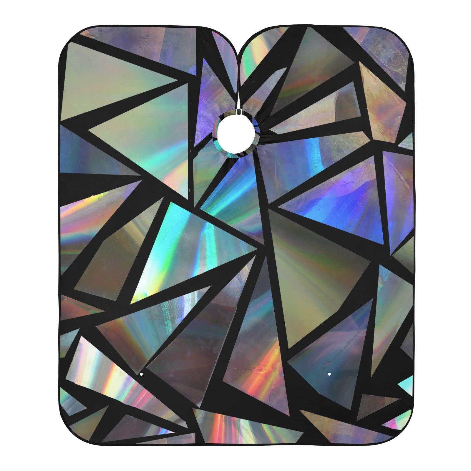 Kigai Kigai Iridescent Triangles Hair Cutting Cape, Waterproof Barber Cape Salon Cutting Cape with Adjustable Snap Closure for Men Women, 55 x 65 Inch