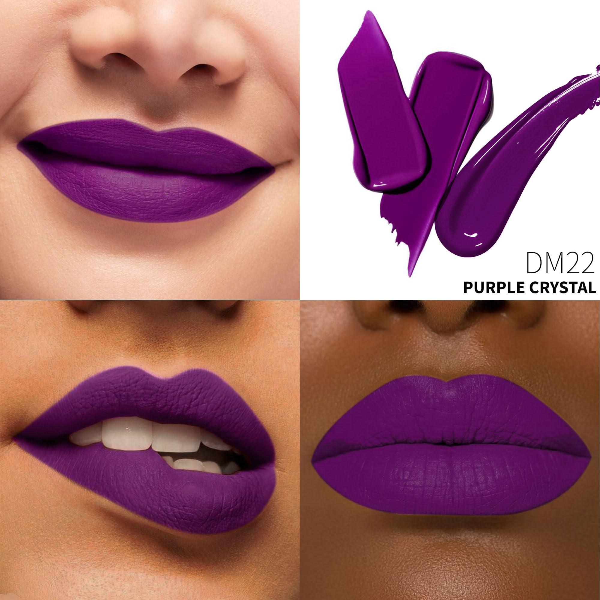 DE\'MUMU DE\'MUMU Purple Lipstick Matte for Women, SuperStay Long Lasting Lipstick Smudge Proof No Transfer Liquid Lipsticks, Cruelty Free Lip Makeup (DM22 Purple Crystal)