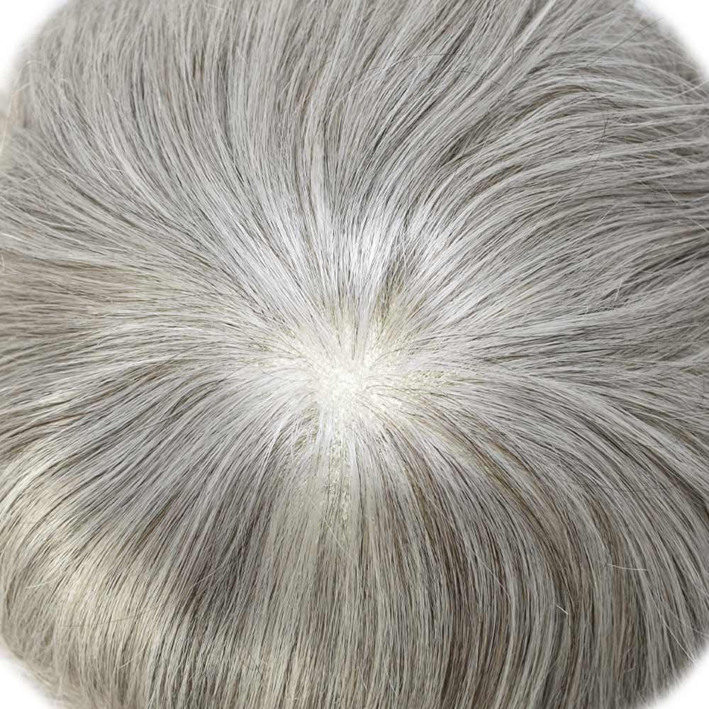 Generic Toupee For Men Hair System Real Human Hair Piece For Men Durable Fine Mono Mens Toupee Hair System For Men Natural Hairline8x10 Medium light density #380 3# DARK BROWN+80% GREY