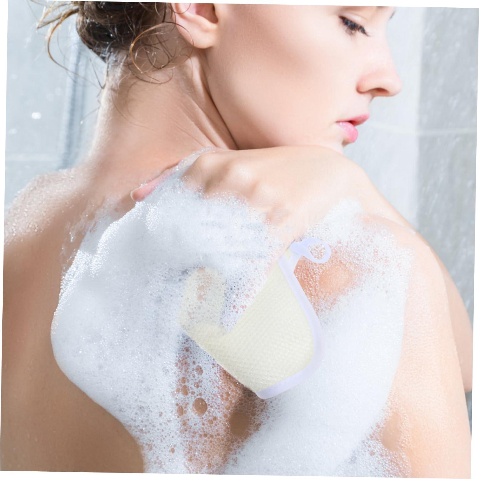 BCOATH BCOATH 4pcs Exfoliating Wash Cloths for Showering Dual Sided Body and Face Scrubber Soft Weave Bath Towels for Men and Women Beige Exfoliating Washcloths for Smooth Skin