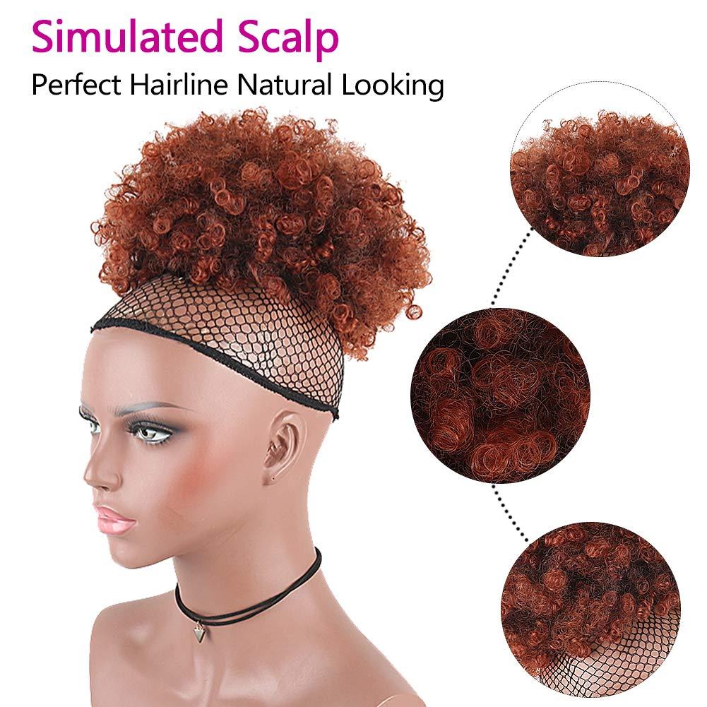 LEOSA LEOSA High Puff Afro Ponytail Drawstring Short Afro Kinky Curly Pony Tail Clip in on Synthetic Curly Hair Bun Made of Fiber Puff Ponytail Wrap Updo Hair Extensions with Clips(Watermelon Red)