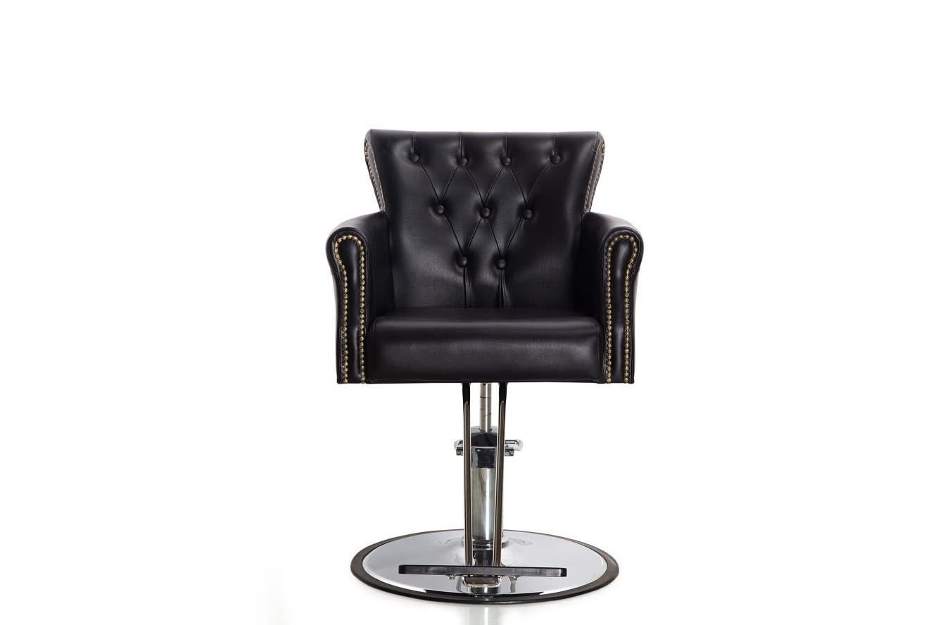 NinthAvenue Basics Salonsunny Black Round Base Hydraulic Pump Salon Styling Chair Heavy Duty Salon Chair All Purpose Multi-Function Professional Cutting Chairs