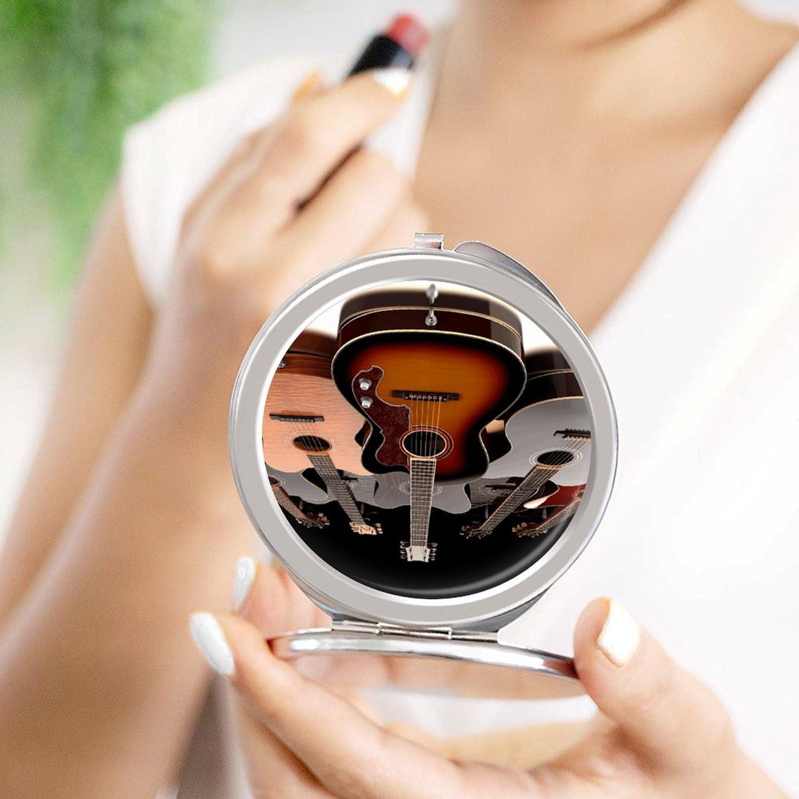 NHYDSPQ NHYDSPQ Makeup Mirrors,Guitar Print Hand Mirror,Small Vanity Mirror,Mini Compact Travel Makeup Mirro