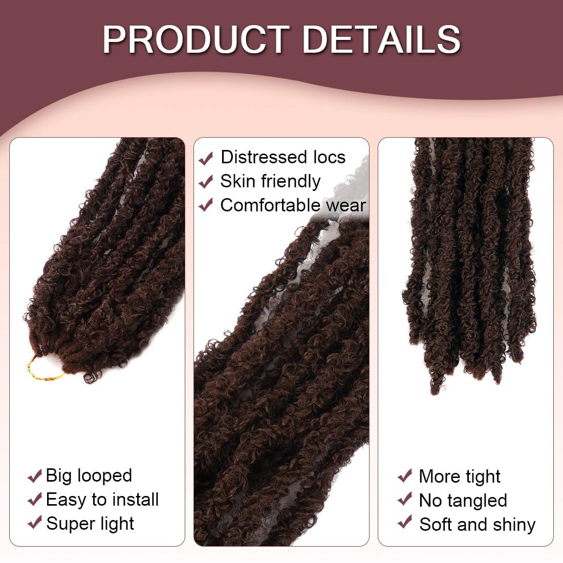 GetGal GetGal 36 inch Butterfly crochet Locs Hair 6 packs soft Distressed Faux Locs Crochet Hair for Black Women pro-looped Butterfly Soft Locs Natural Hair Extension(36inch,#4)