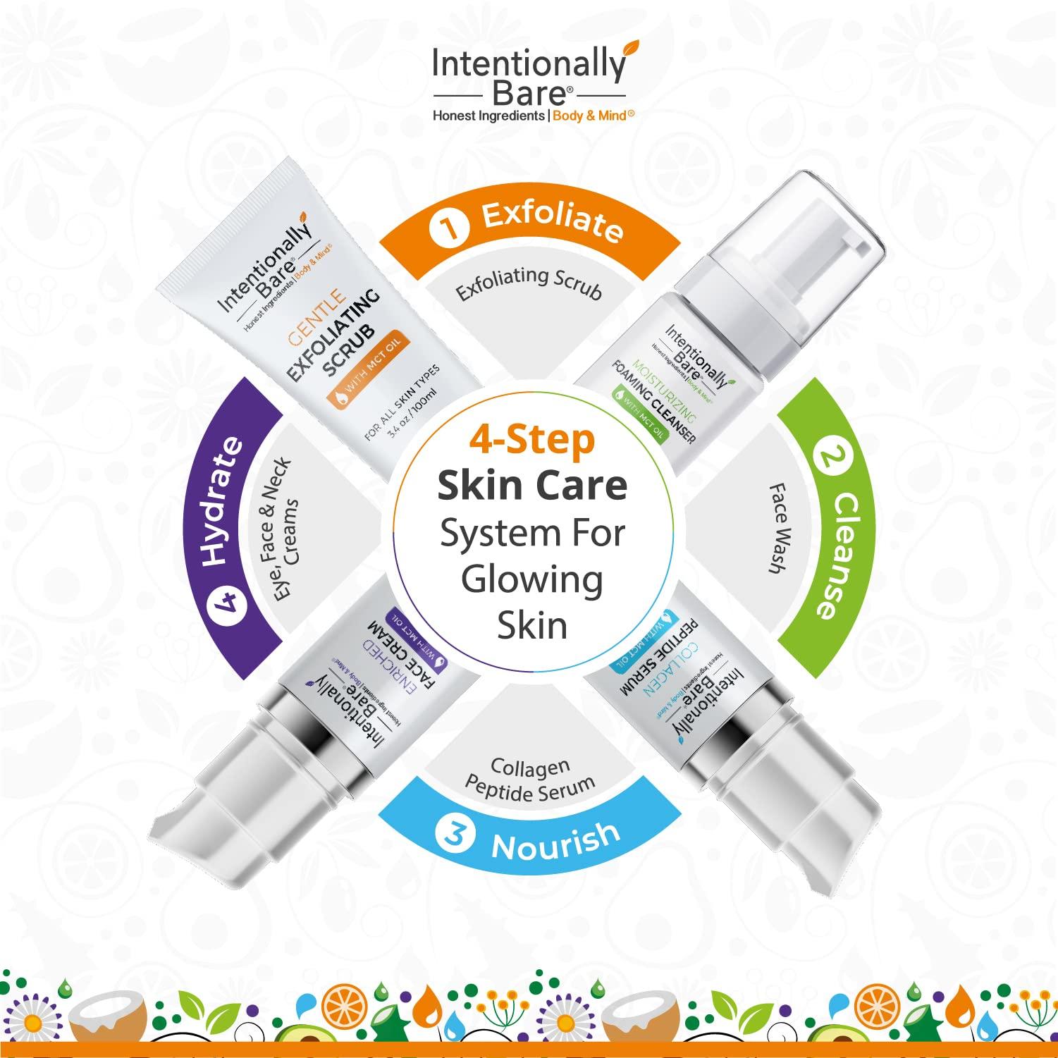 Intentionally Bare Intentionally Bare Gentle Face Scrub - Pro-Aging Facial Scrub with MCT Oil - Exfoliator for Women\'s Dry Skin - All Skin Types - 3.4oz