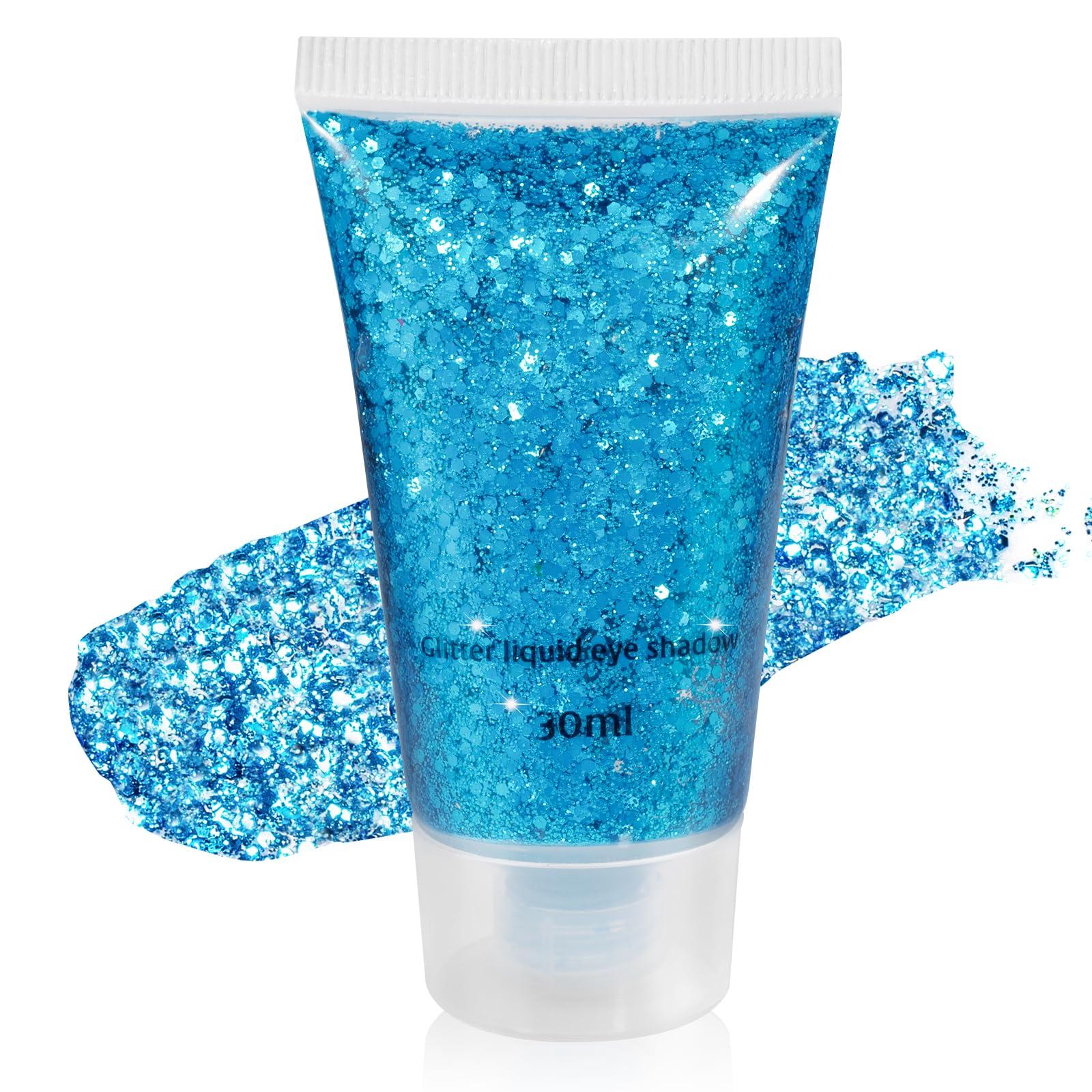 Mysense Mysense Blue Body Glitter Gel, Singer Concerts Glitter Makeup, Music Festival Rave Eye Hair Accessories, Chunky Glitter Mermaid Sequins, Sparkling Face Paint for Women, 30g