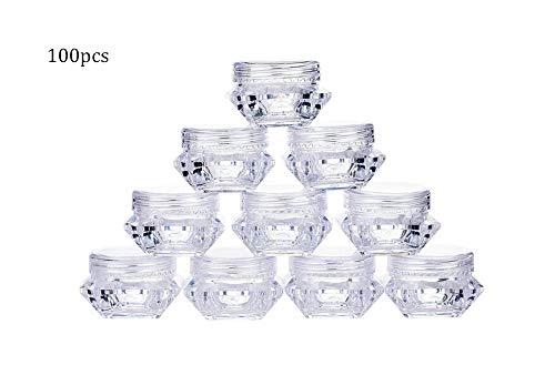BesYouSel BesYouSel Clear Jars Plastic Pot Jars 5g Plastic Jars Plastic Cosmetic Container Empty Cosmetic Sample Containers Transparent for Nails,Eye Shadow,Powder,Paint 100pcs