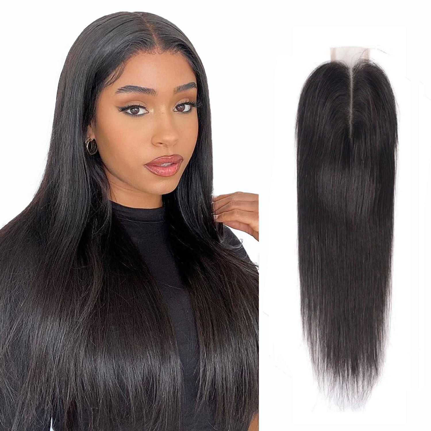 Jinhongze Straight Closure 2x6 Lace Closure Human Hair Middle Part Closure Straight HD Transparent Lace Closure 2x6 Human Hair Kim K Closure 18inch