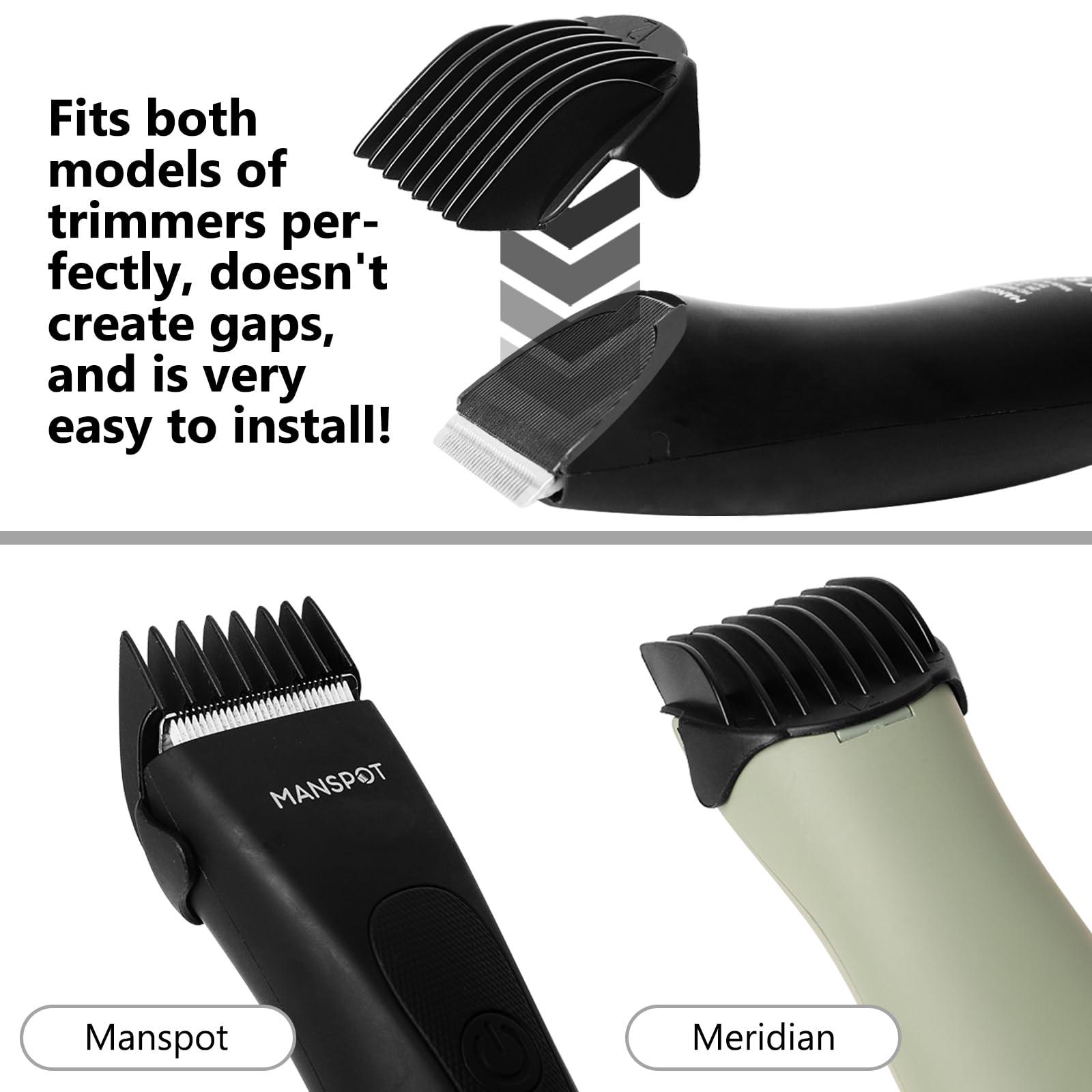 CR8GR8 Body Trimmer Guards,Guides Fit for Manspot Groin Hair Trimmer for Men,8pcs Clipper guards Set Fit For Meridian Ball Timmer,0.02inch to 0.5Inch(0.5mm-12mm) Black