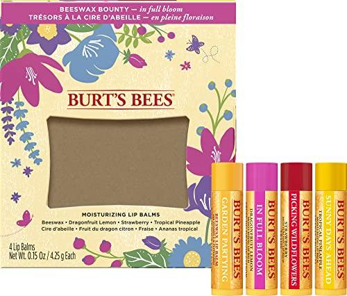 Burt's Bees Burt's Bees Gifts, 4 Lip Balm Products, In Full Bloom Set - Original Beeswax, Dragonfruit Lemon, Tropical Pineapple & Strawberry (4 Pack)
