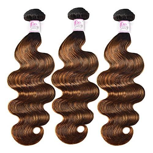Beauty Forever Beauty Forever Ombre Highlight Brazilian Body Wave Virgin Hair 3 Bundles 14 16 18 Inch,Ombre Blonde Remy Human Hair Wavy Weaves Hair Extentions Color FB30