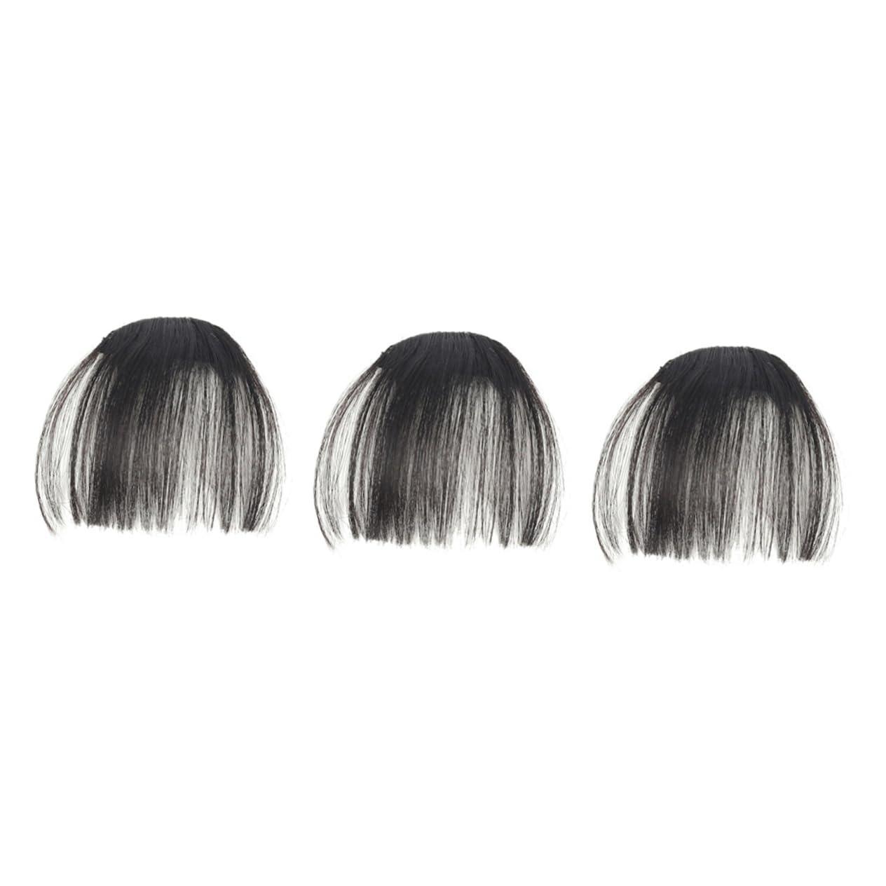 balacoo Balacoo 3pcs Piece Human Hair Clip on Bangs Hair Clips for Bangs Faux Bangs Fake Bangs Fake Hair Clip in Bangs Hair Barrette Black Hair Clip Bangs Hair Clip Hair Extensions Wig Lengthen