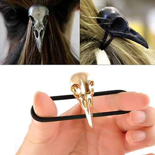 Hometu Hometu Halloween Bird Skull Hair Band Stylish Plague Doctor Crow Raven Punk Elastic Hair Accessories Gold 1PC