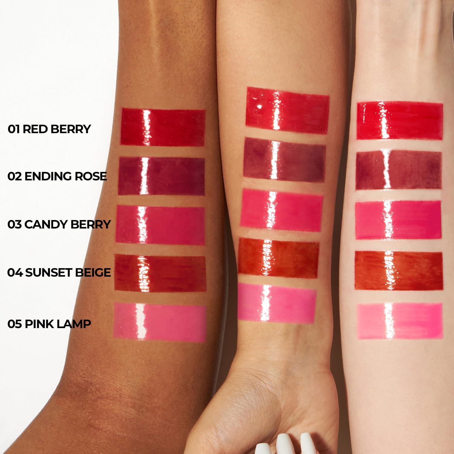 LOVB LOVB LOVB LOVB Pudding Glow Korean Lip Tint | Long-Lasting Lip Gloss Tint for Glowy | Moisturizing | High Pigmented | Non-Sticky Glossy Lip Stain 0.14 Oz (01 RED BERRY)