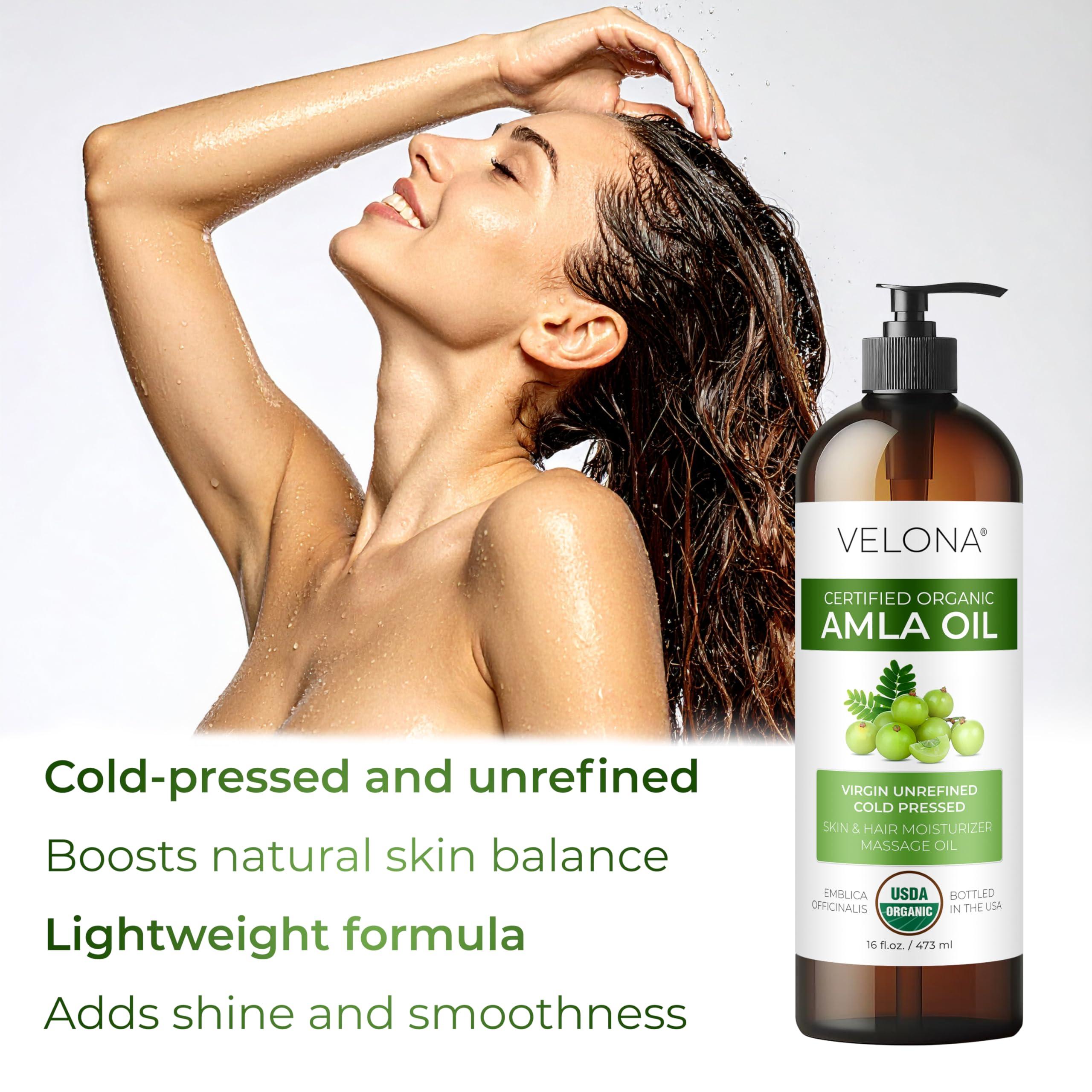 velona velona Amla Oil USDA Certified Organic - 64 oz | 100% Pure and Natural Carrier Oil | Extra Virgin, Unrefined, Cold Pressed