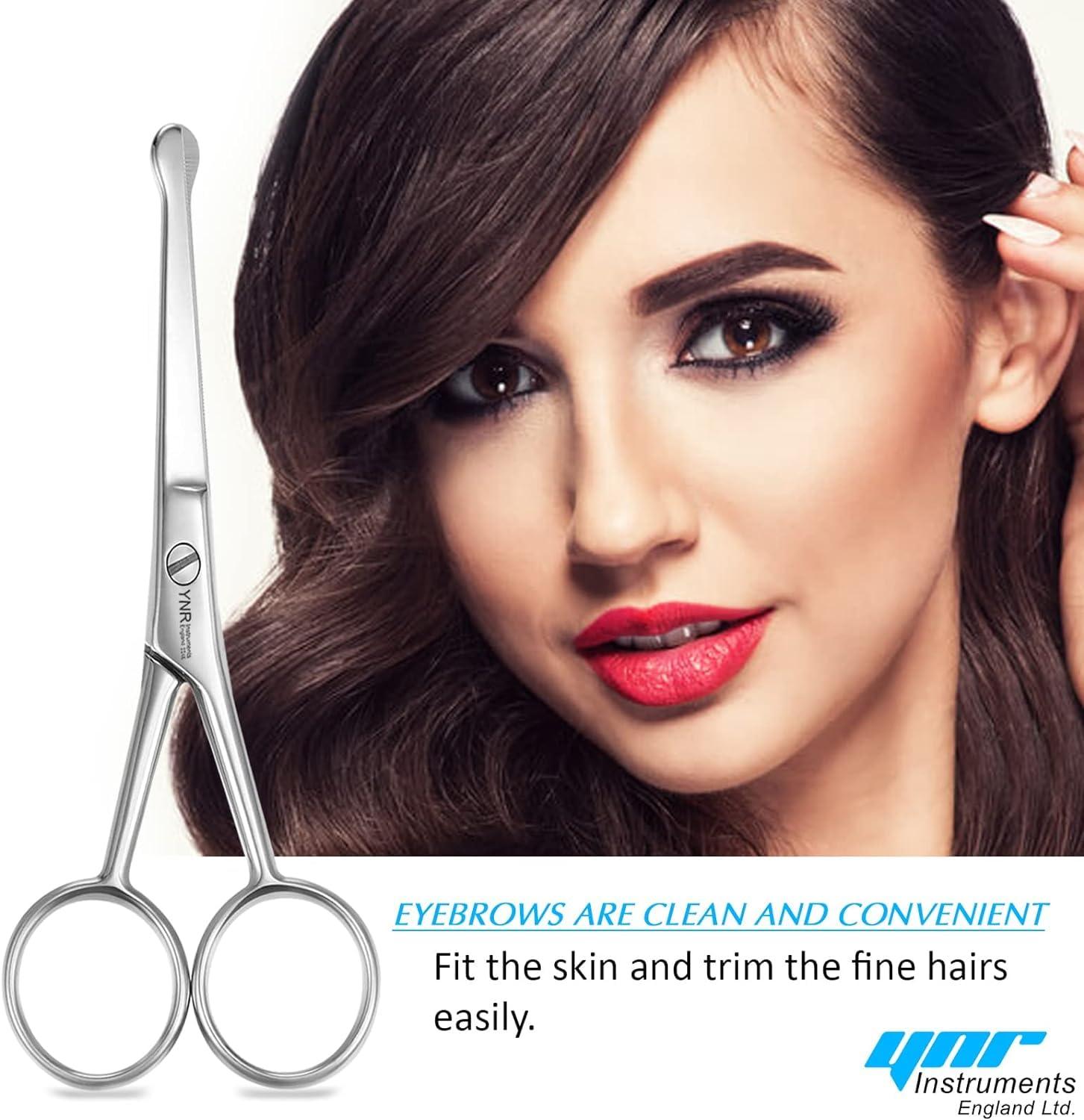 YNR 10CM Premium Nose Hair Scissors, Rounded Tip for Trimming Small Details Facial Hair, Ear Hair, Eyebrow