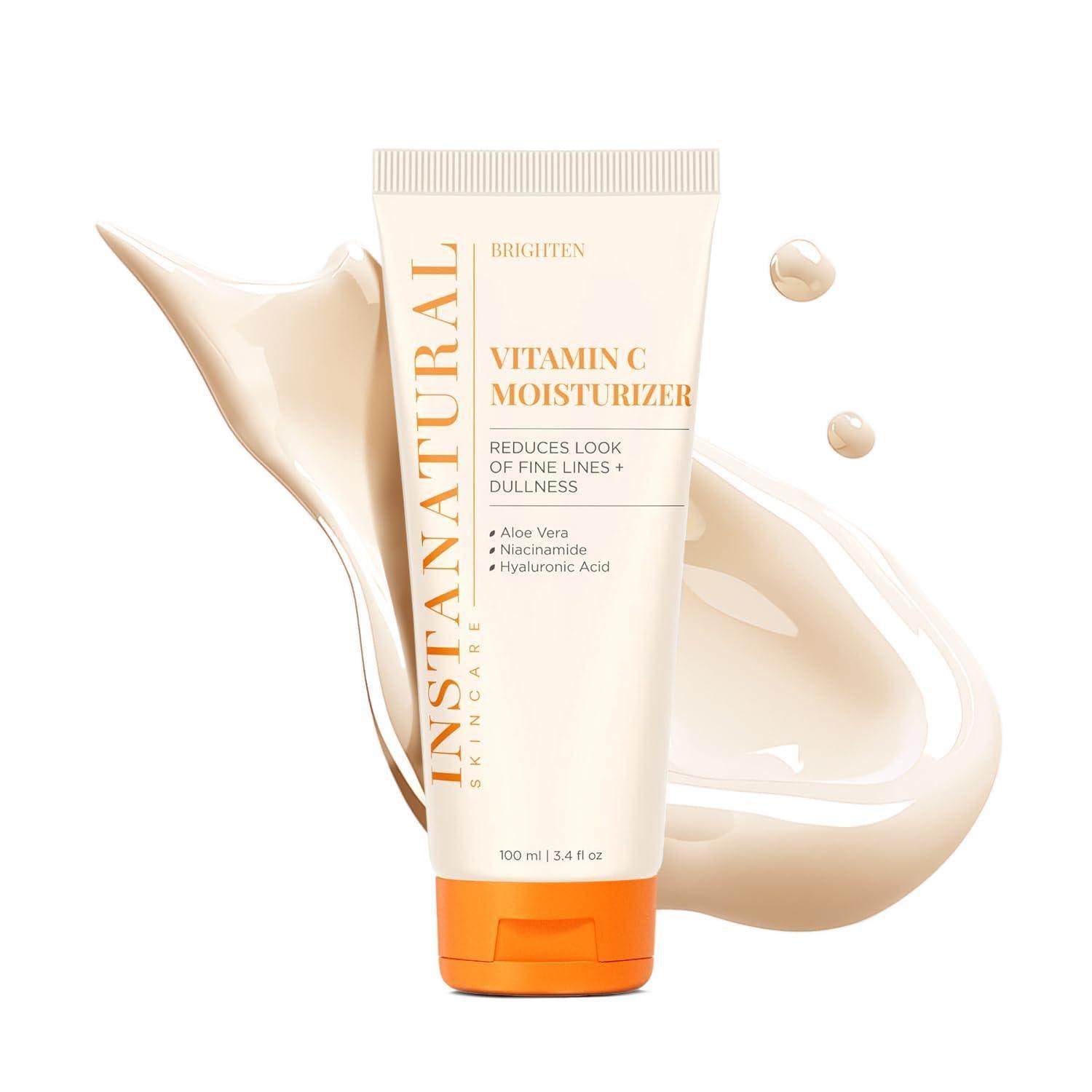 InstaNatural InstaNatural Vitamin C Moisturizer Face Cream, Brightens and Reduces the Look of Fine Lines and Wrinkles, Moisturizing Lotion for Dry Skin, with Hyaluronic Acid, 3.4 FL Oz