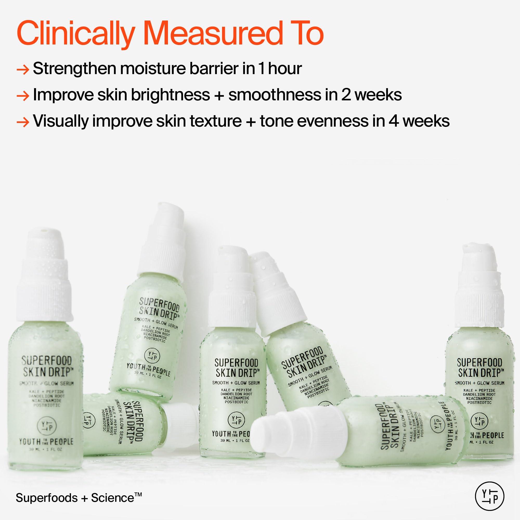 Youth To The People Youth To The People Superfood Skin Drip Face Serum (1 fl oz), Strengthens Skin Barrier + Evens Skin Tone, 5% Niacinamide, Kale, Peptides, Ceramides, Boosts Glow, Vegan
