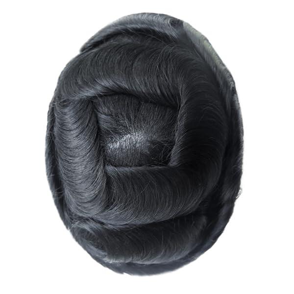 DuoDuoHair All Swiss Lace Base Men Toupee Low-density Hair Replacement 100% Human Hair System for Men Natural Looking Wig Hairpiece for Men 90% Density (1)