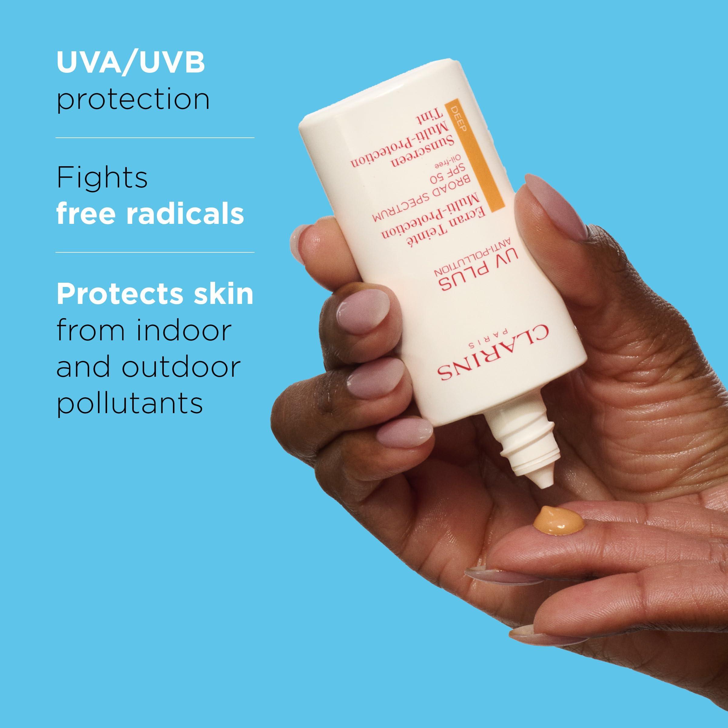 Clarins Clarins NEW UV Plus Anti-Pollution, Broad Spectrum SPF 50 Tinted Face Sunscreen | Sheer Finish | Lightweight and Oil-Free | Triple Protection From UVA/UVB Rays, Free Radicals and Pollutants