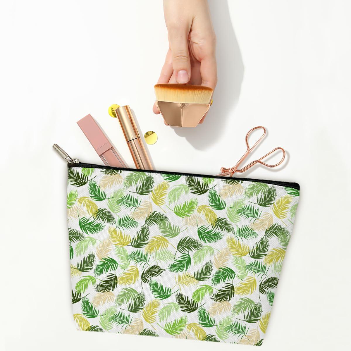 JIRIM-BEUTY Summer Makeup Bag Boho Small Cosmetic Bag Aesthetic Makeup Bag Green Makeup Bag Small Makeup Pouch for Purse Toiletry Bags for Women Travel Skincare Bag Small Cosmetic Pouch Accessory Bag (JRM621)