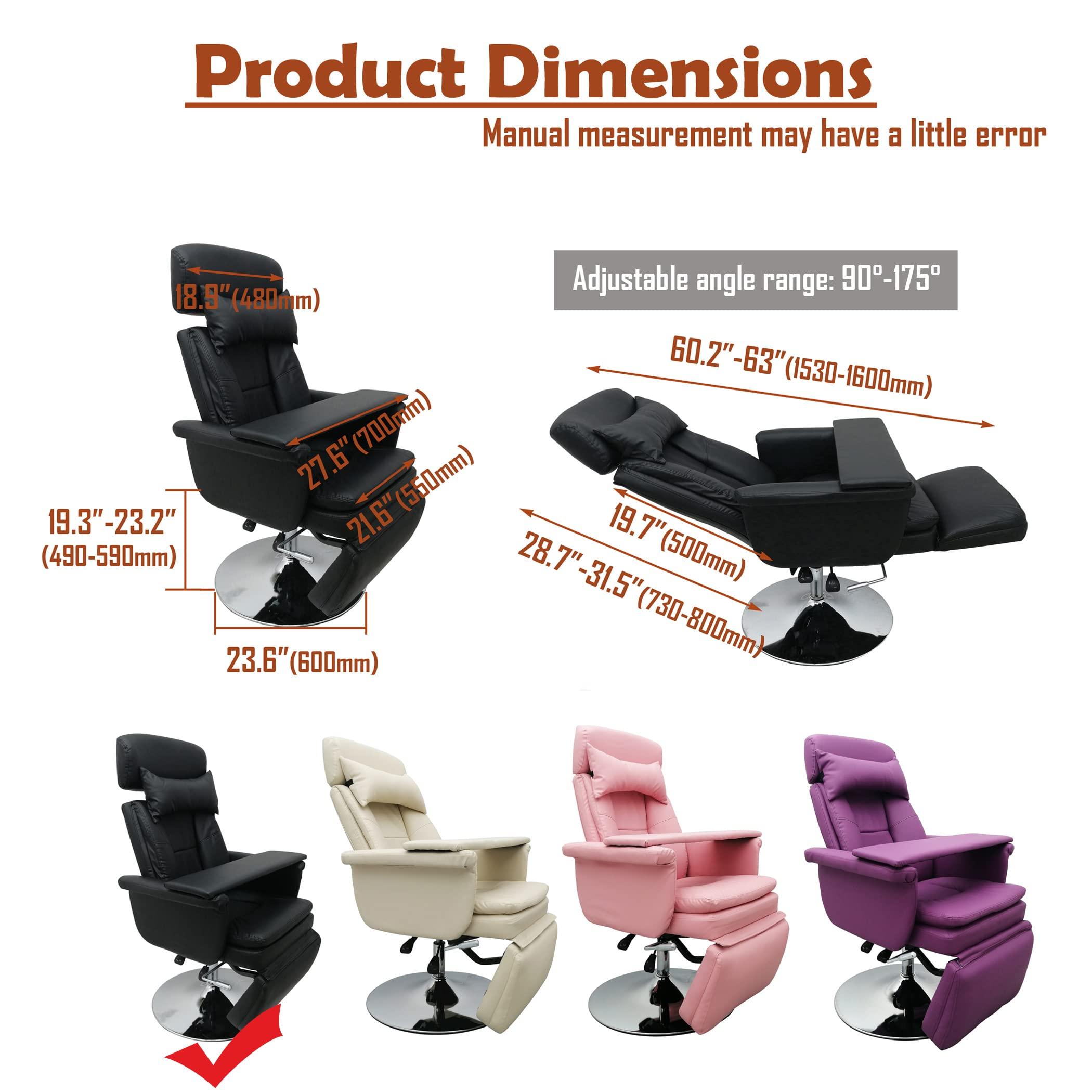 INTSUPERMAI INTSUPERMAI Beauty Salon Chair Deck Chair Massage Table Bed Folding Chair No Locking Function with Air Pressure Adjustable Max Load 440lb for SPA Salon Tattoo Equipment Home Office Chair (Black)