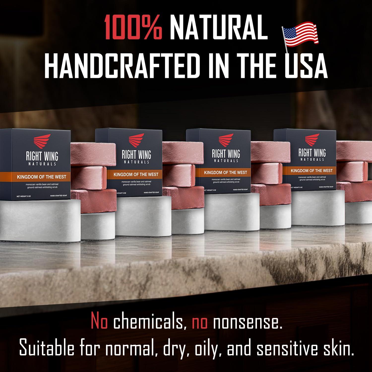 Right Wing Naturals Right Wing Naturals Bar Soap Gift Set for Men | Handcrafted Cold-Pressed Soap | Handmade Organic Soap for Men | Most Popular Flavors | Natural Scented Men’s Bar Soap| Pack of 4 Bars