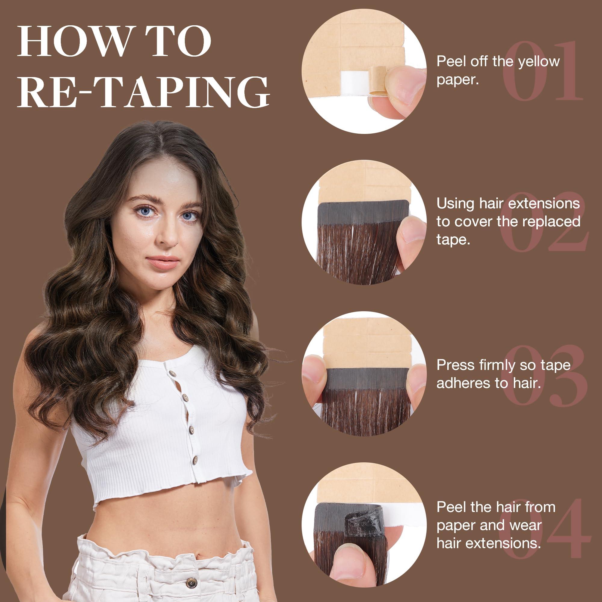 GOO GOO GOO GOO Tape in Hair Extensions Human Hair, 2/6/2 Balayage Dark Brown to Chestnut Brown, 12inch 40g 20pcs, Thick Ends Straight Seamless Tape in, Invisible Tape in Hair Extensions Human Hair