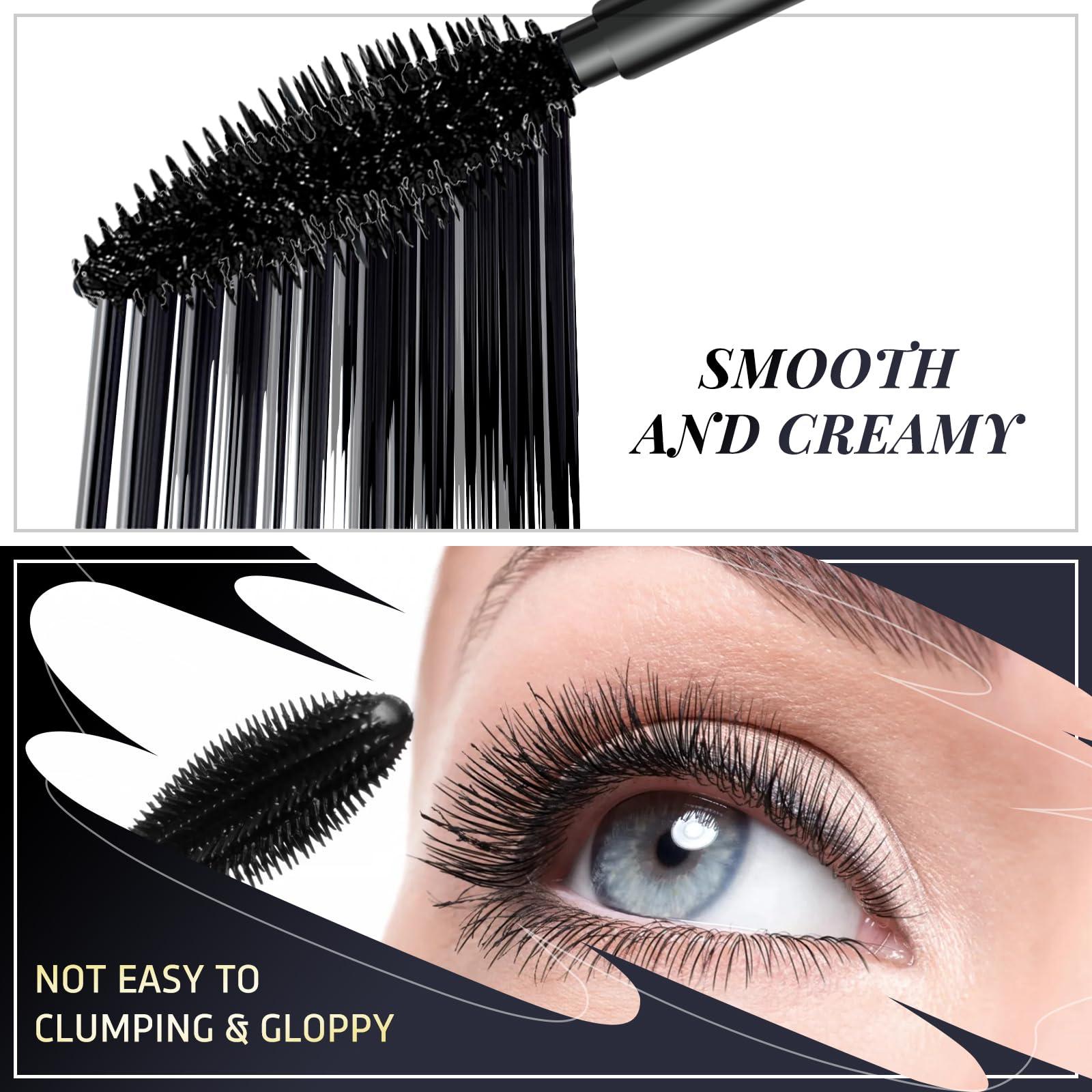 DRMODE Mascara Black Volume and Length - 4D Silk Fiber Mascara Natural and False Effect,Lengthening and Thickening No Clumping Mascara Smudge Proof for Makeup