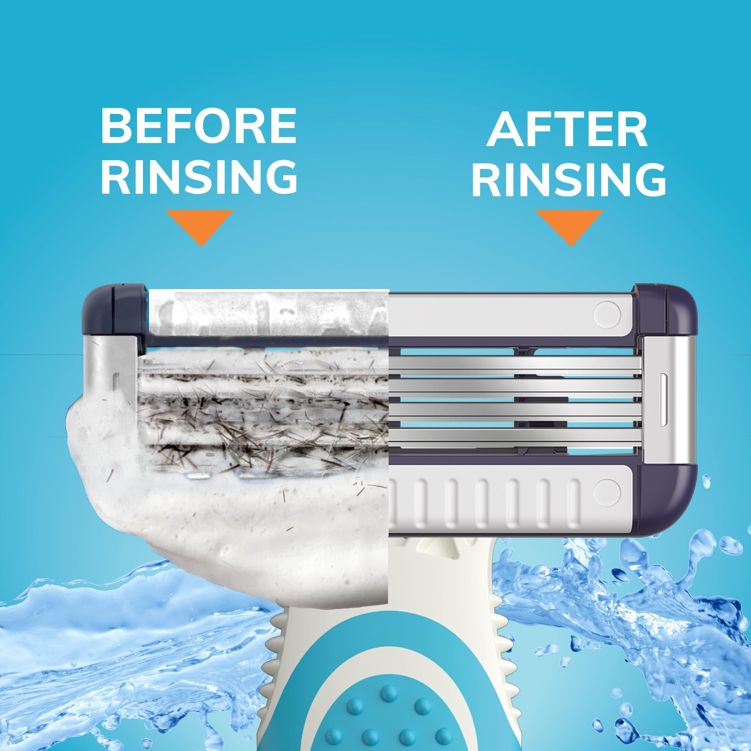 BIC BIC EasyRinse Sensitive Anti-Clogging Men's Disposable Razors, Clinically Proven for Sensitive Skin, Shaving Razors With 4 Blades, 6 Count