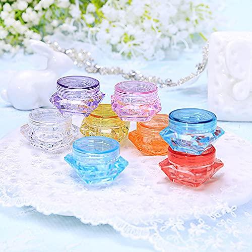 CANRUSU 100Pcs 3g/5g Plastic Diamond Shaped Cosmetic Jars Skin Care Containers Refillable Bottle 3ml/5ml Lotion Case Vials Face Cream Sample Pot Nail Art Eye Shadow Gel Box (5G,Green)