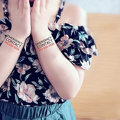 InterestPrint Custom Temporary Tattoos Kids - Personalized Emergency Contact Child Safty Tattoos with Phone number - If Lost Call Tattoos Sticker - Waterproof 15 Tattoos