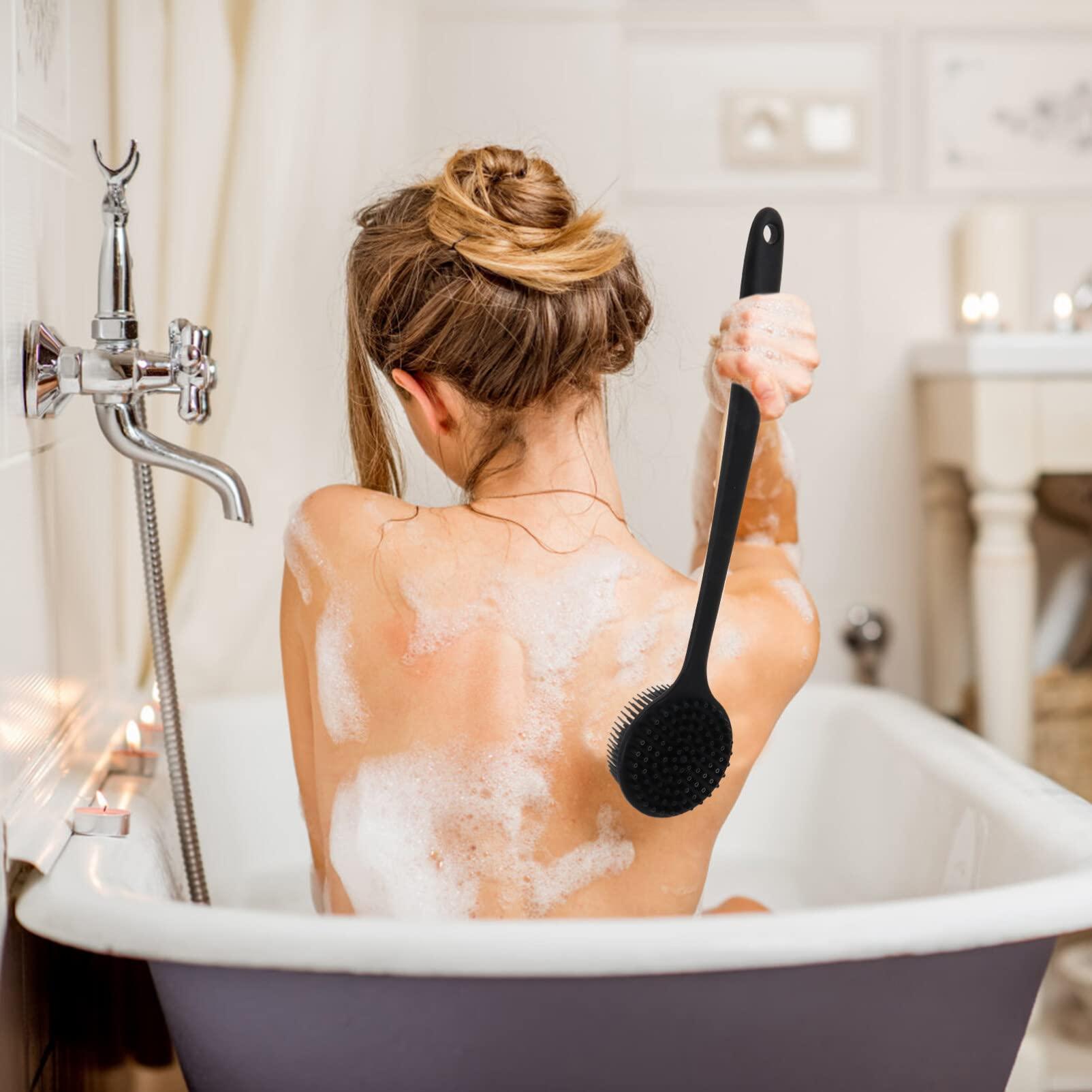 Baluue Baluue Silicone Back Scrubber for Shower, Bath Body Brush with Long Handle, Exfoliating Body Scrubber Brush for Men Women, Produce Rich Foam for Shower Exfoliating and Massage