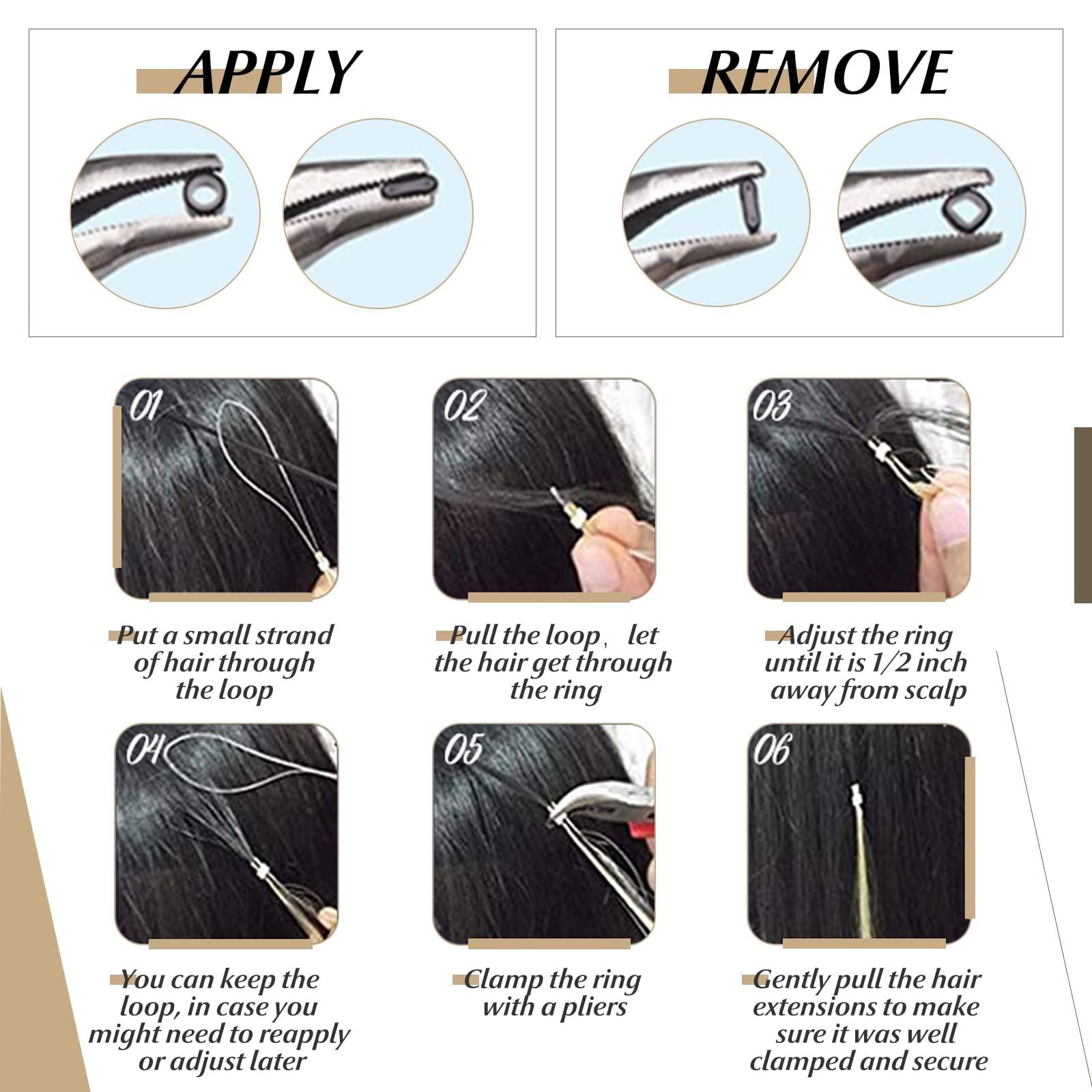 SEGO SEGO Micro Loop Human Hair Extensions Cold Fusion Micro Bead Hair Extensions Nano Rings Beads Stick Tipped Blonde Real Hair Extensions 50g 100 Strands 22inch 60# Platinum blonde