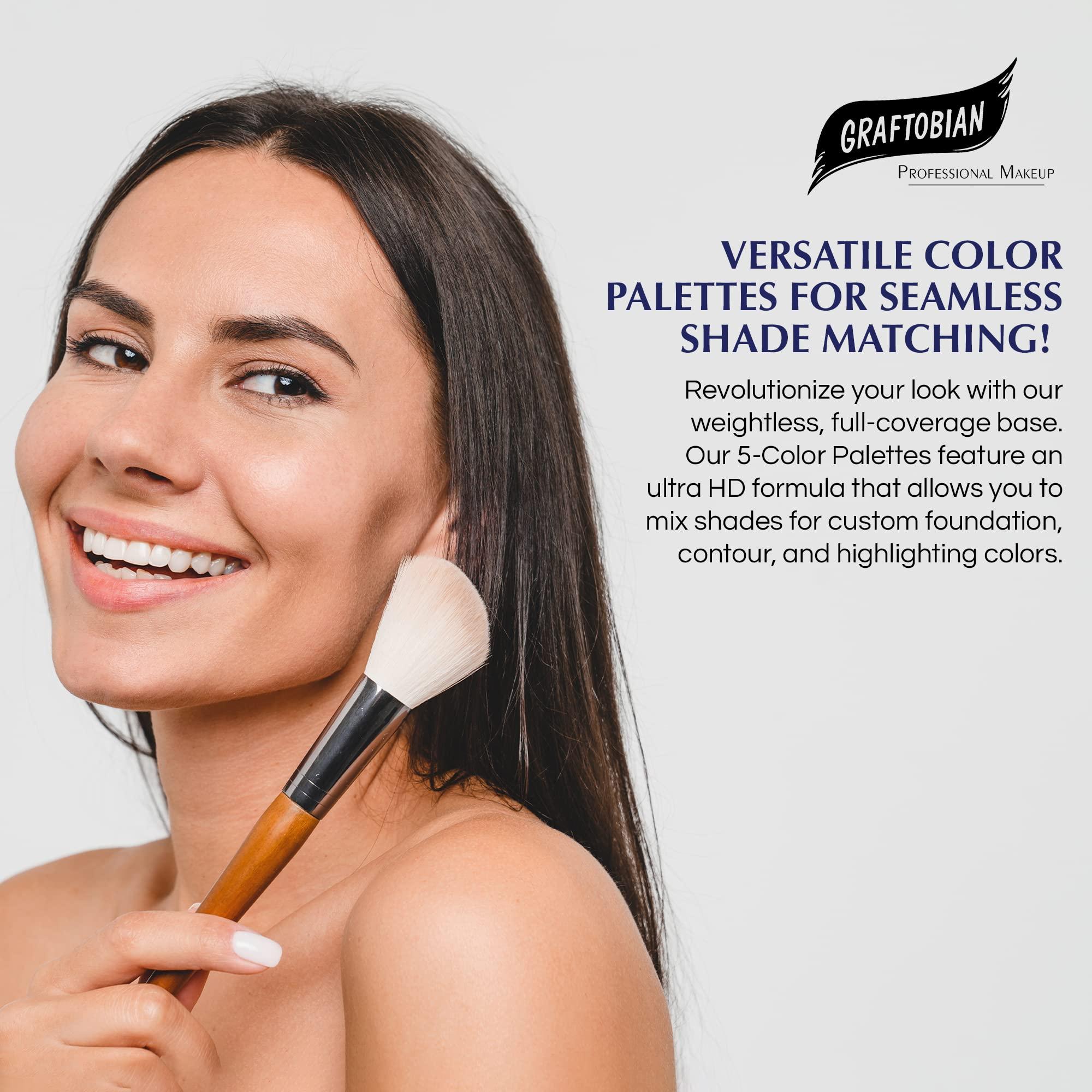 Graftobian Graftobian HD Glamour Crme Foundation Palette (Warm #3) - High Definition 5 Color Makeup Palette, Cream Based Foundation Concealer and Contour Palette, Full Coverage - Medium/Dark Warm Skin Shades