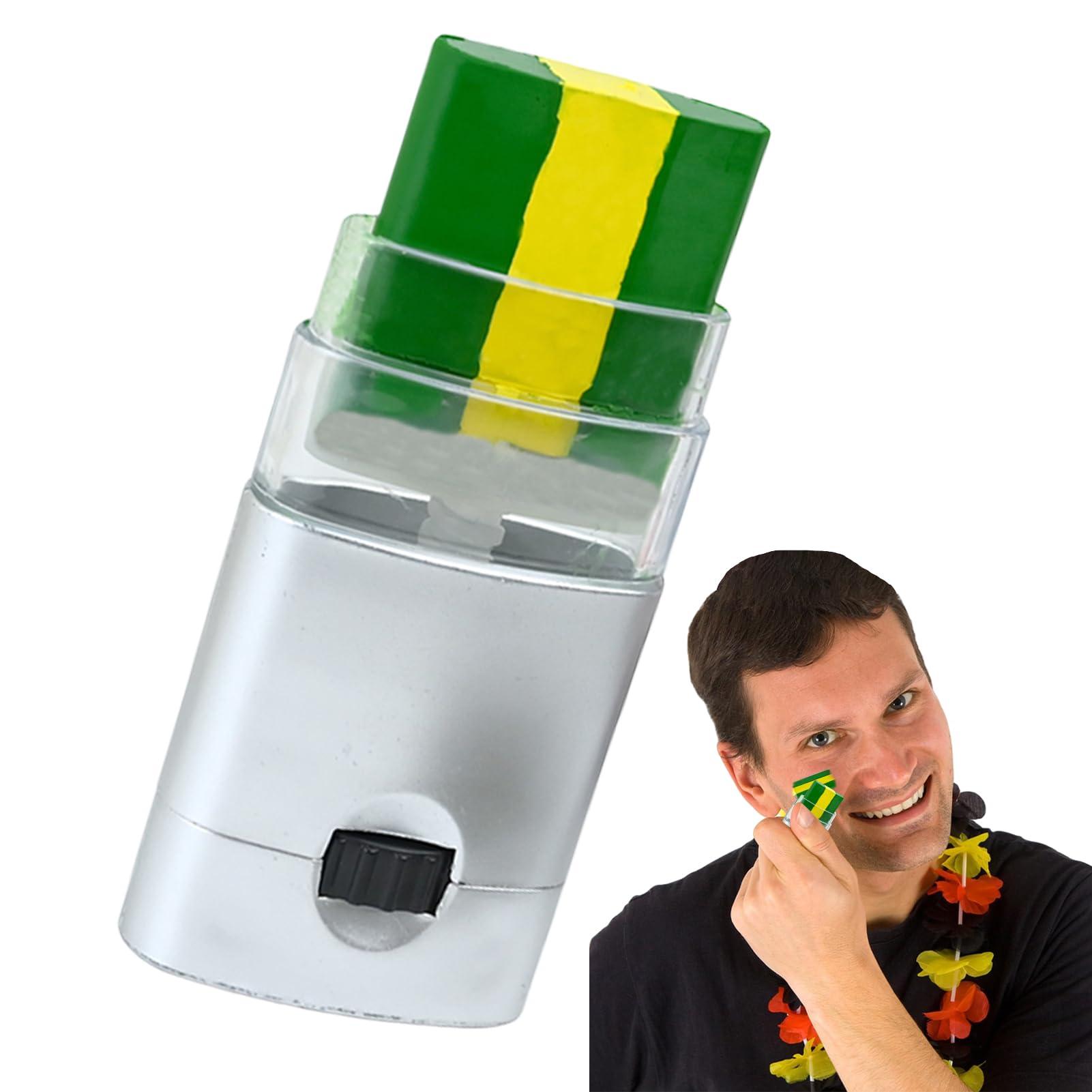 FINLALO Pride Face Paint , Face Paint Pens, Bright Patriotic Facial 3-Color Makeup Pen Waterproof and Sweat Resistant Long Lasting Color, Rainbow Face Paint Stick for All Sporting (Brazilian flag)