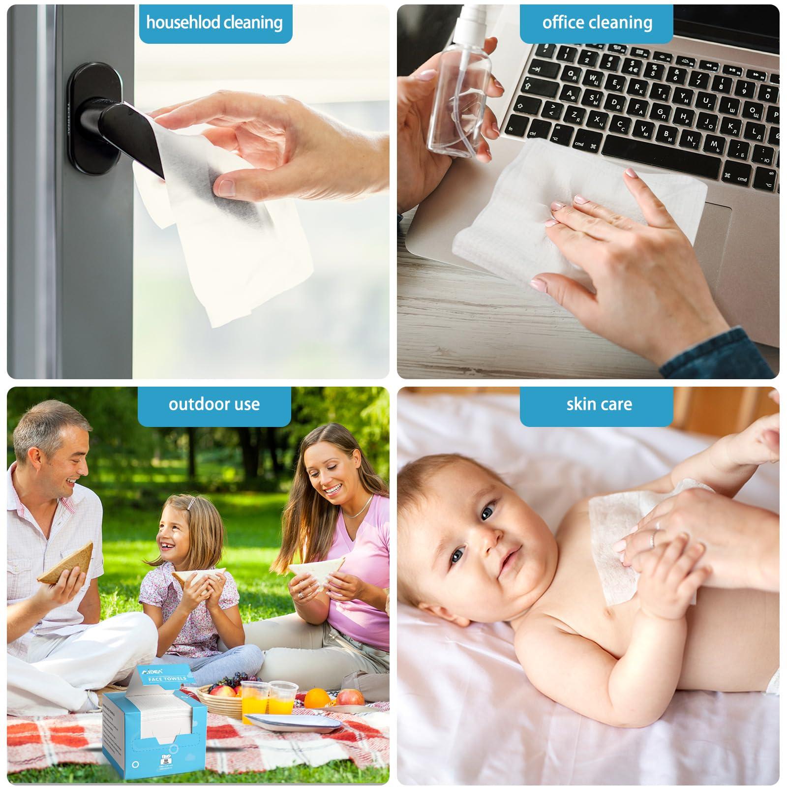 AIDEA AIDEA Face Towels Disposable-50Ct, Clean Facial Towels Face Cloths, Facial Cleansing Wipes for Sensitive Skin, Face Towelettes for Makeup Removing, Nursing, Travel, Dry Face Wipes