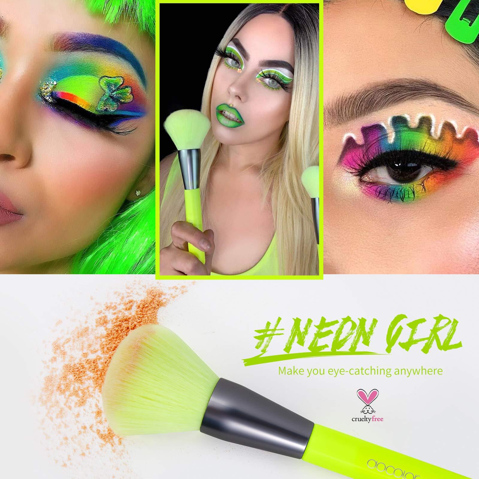 docolor Docolor Makeup Brushes 10Pcs Makeup Brush Set Premium Synthetic Powder Kabuki Foundation Contour Blush Concealer Eye Shadow Blending Liner Make Up Brush Kit - Neon Green