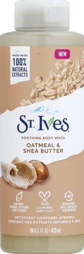 St. Ives St. Ives Body Wash - Soothing Moisturizing Cleanser with Oatmeal & Shea Butter, Natural Body Wash for Sensitive Skin Made with Plant-Based Cleansers and 100% Natural Extracts, 16 Ounces