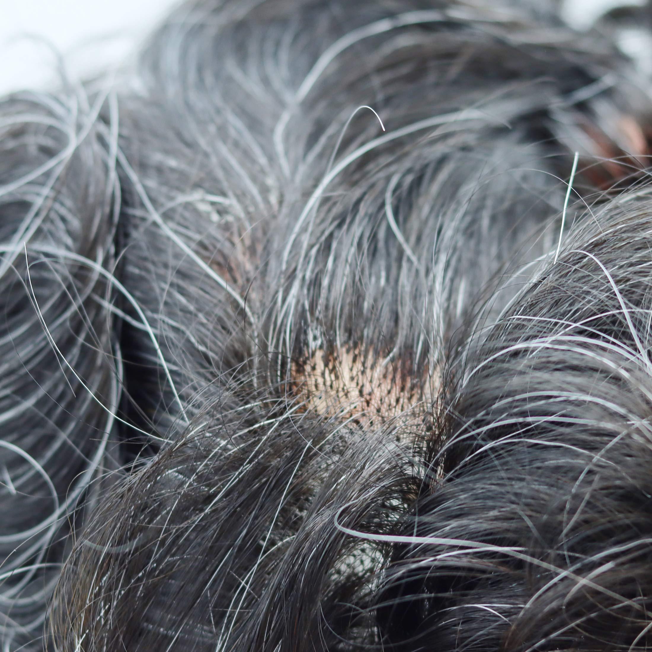 Superhairpieces Superhairpieces Men\'s Toupee Hairpiece NM100B 120% Med Density 7\"x9\" Durable Mono Silk Top Base, 100% Natural Indian Remy Hair, 1.25\" Clear Poly, \"A\" Shape Scallop Front Mens Toupee (Darkest Ash Brown)