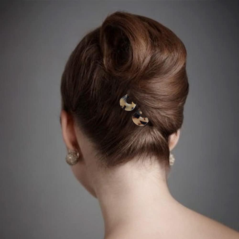 metulip 6 Pcs U-Shaped Hair Pins French Style Hair Pin Updo Bun Hair Sticks Wavy Chignon Pins Hair Accessories for Women and Girls