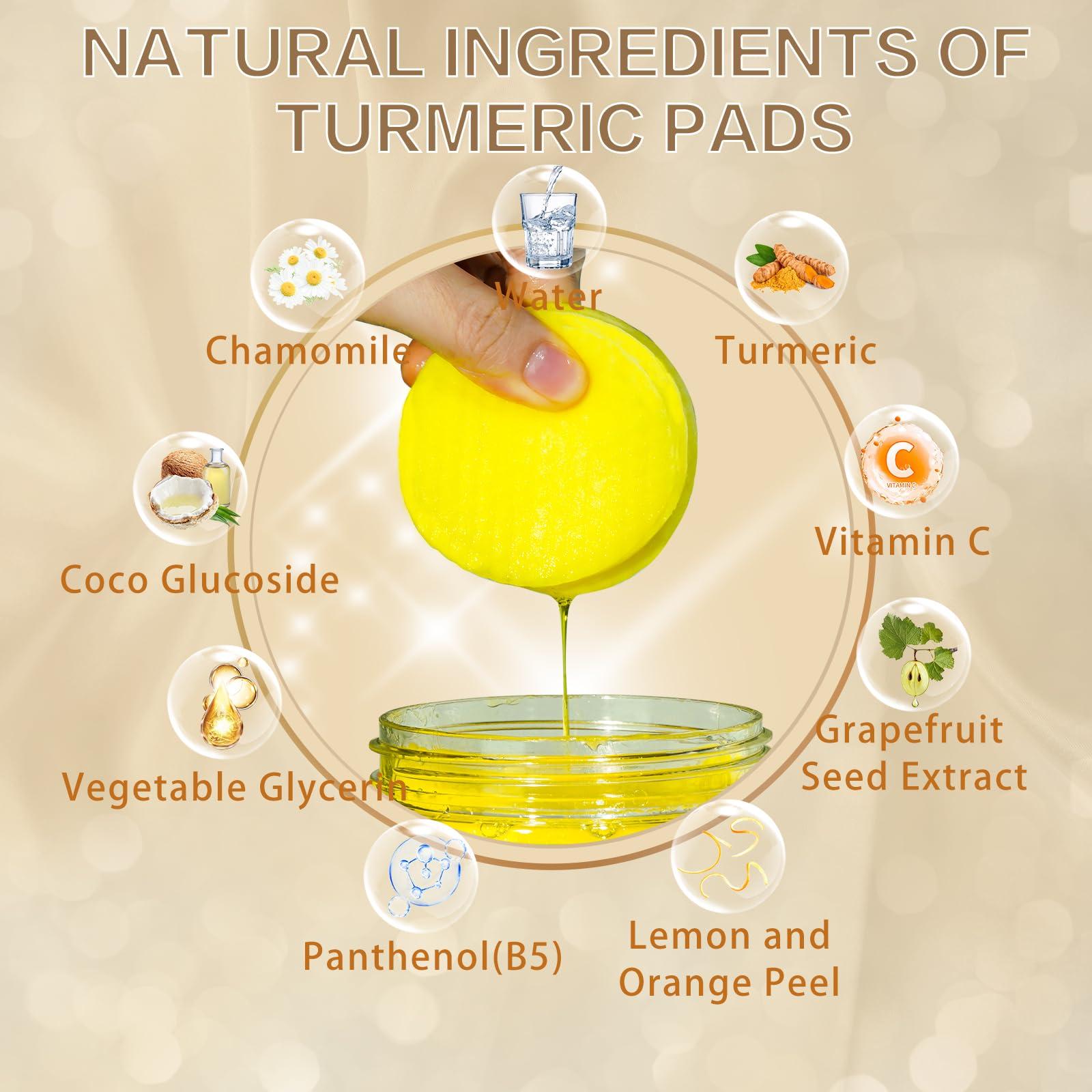 Joanssore 80 Pads Turmeric Cleansing Pads for Face, Turmeric Exfoliating Face Scrub Pads, Turmeric Face Exfoliating Pads with Vitamin C, Turmeric Face Scrub Pads, Infused with Glycerin, B5