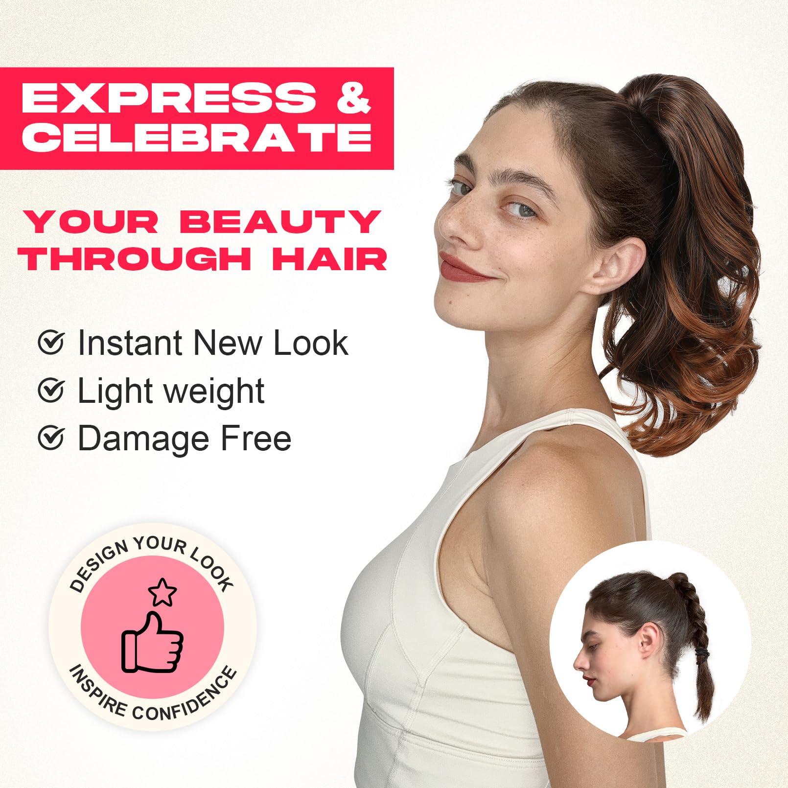 NTYNTY NTYNTY Ponytail Extension, 14\" Claw Clip in Ponytail Hair Extensions Natural Soft Synthetic Layered Wavy Pony Tail Hair Pieces for Women - Light Blonde