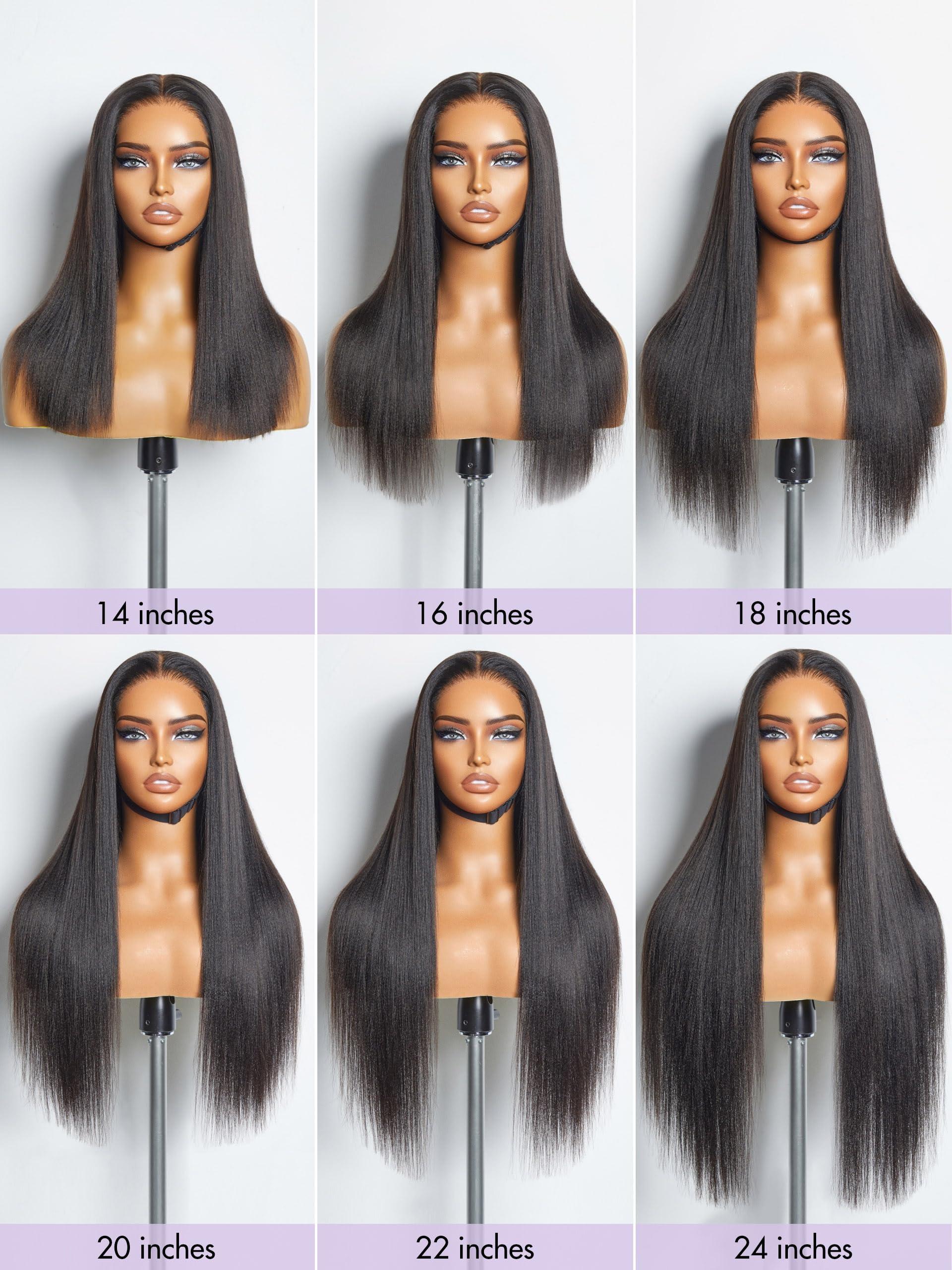 LUVME HAIR LUVME HAIR 22 Inch Yaki Straight Human Hair Wigs Pre Cut 5x5 Glueless HD Lace Closure Wig Pre Plucked Natural Black