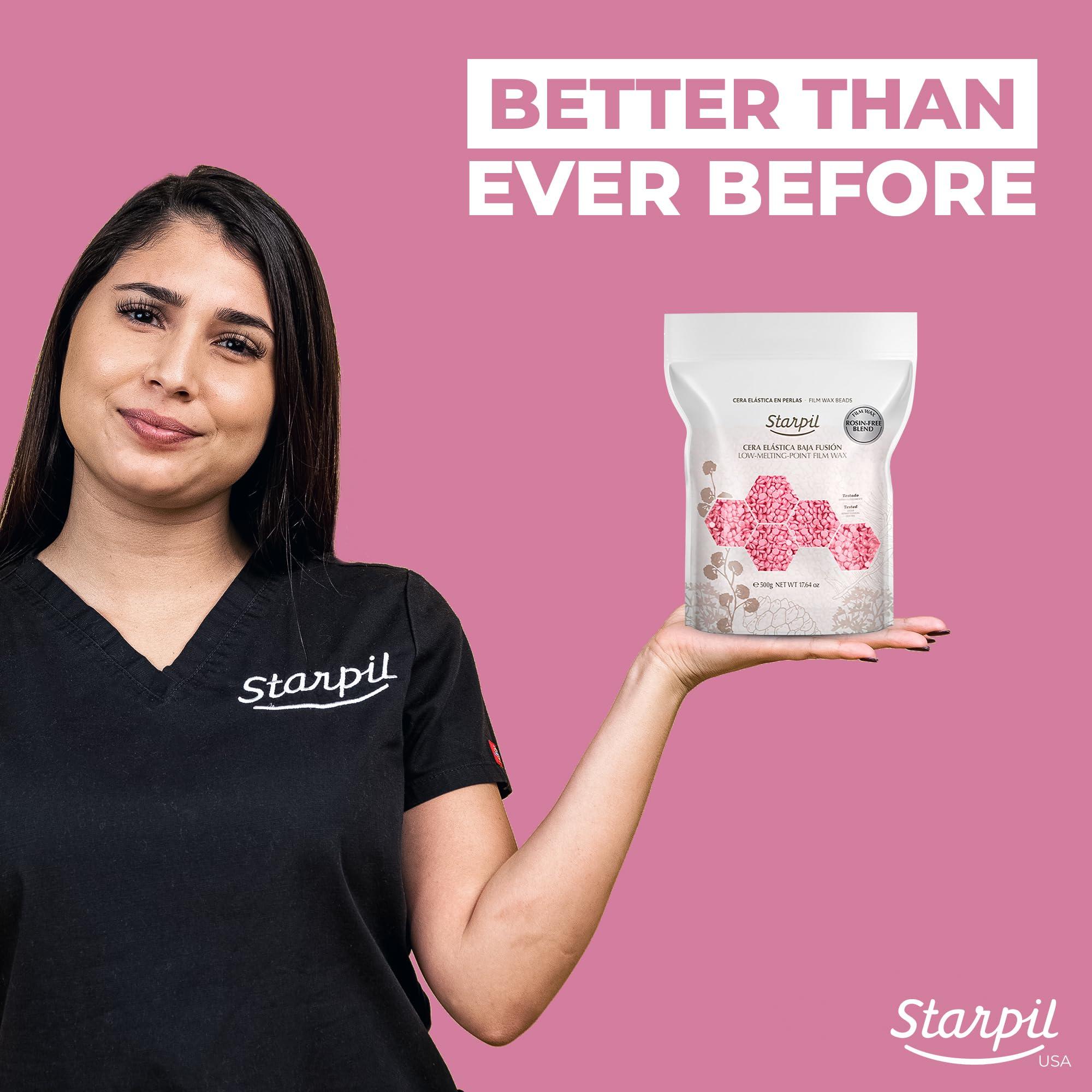 Starpil Starpil 500g/1.1 lb Rosin-Free Pink Hard Wax Beads - Painless Stripless Polymer Blend Bikini Wax for Face, Coarse Hair & Sensitive Skin