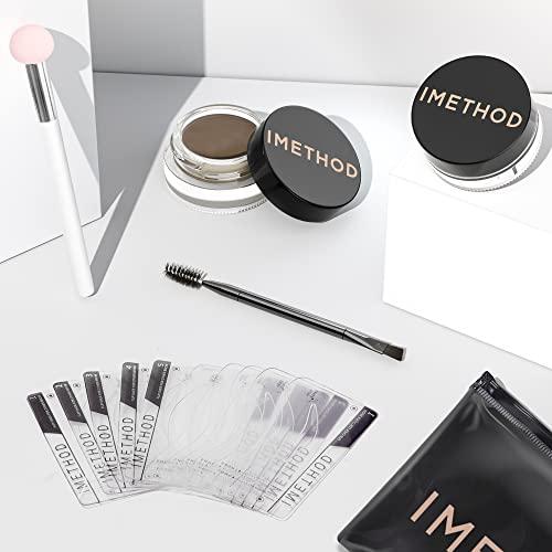 iMethod iMethod Eyebrow Stamp and Eyebrow Stencil Kit - Eye Brow Stamping Kit, Brow Stamp Kit, Brow Stencil and Stamp Kit, Brow Trio Eyebrow Kit, Perfect Bushy Eyebrows, Medium Brown
