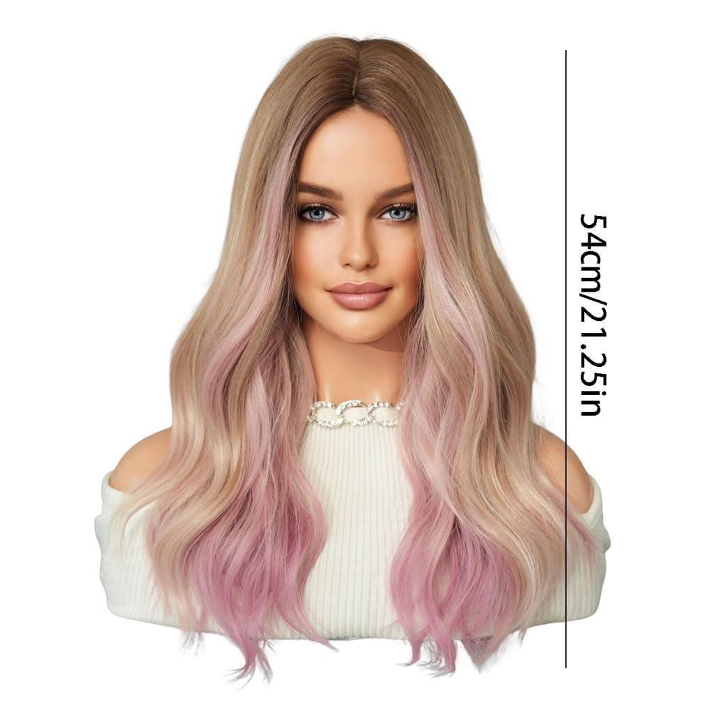 JUNXIAN JUNXIAN Lace Wig 54cm 21.25inch Creative Long Curly Hair Role Play Synthetic Wig Color Hair Piece Women\'s Wig Wigs Women