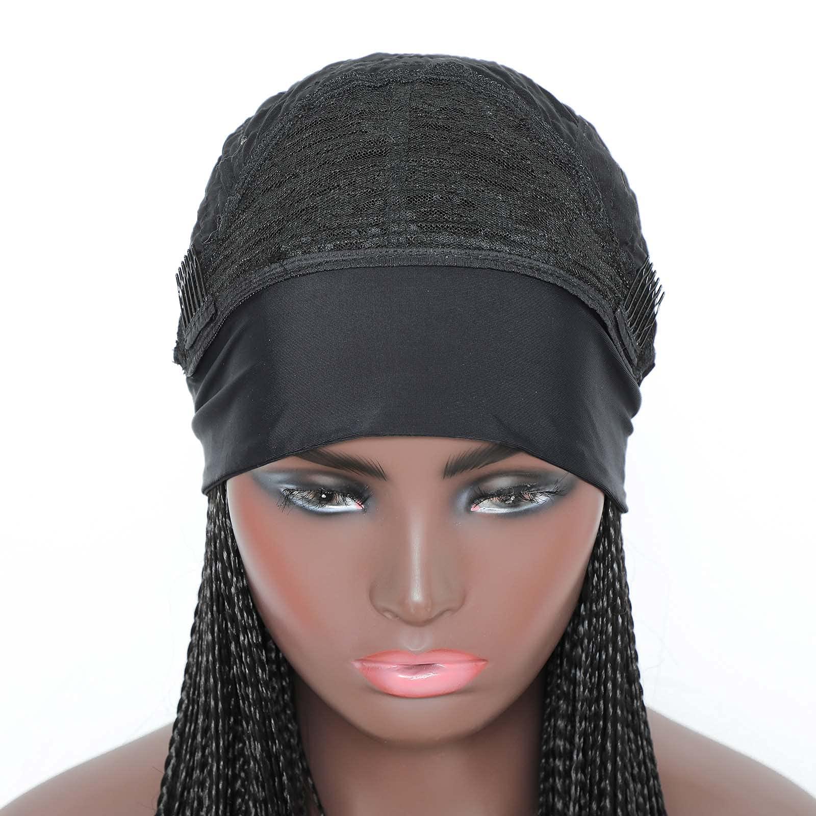 ROSEBONY ROSEBONY Box Braided Headband Wigs for Black Women Micro Braids 30 Inch Long Wigs Synthetic Wigs with Small Braids (1b, Headband Box Wig)